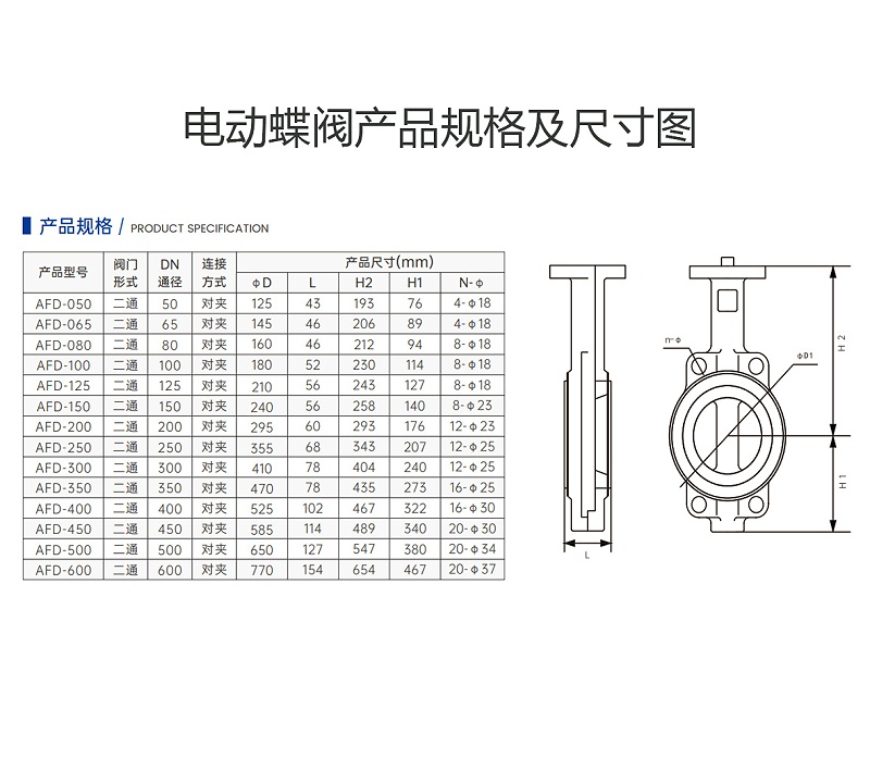 艾德默電動(dòng)蝶閥產(chǎn)品規(guī)格及尺寸圖